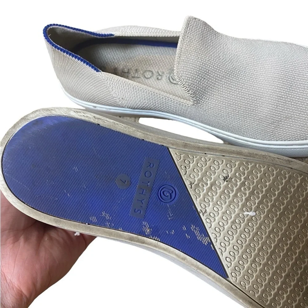 Rothy's The Slip On Sand Knit Fabric Low Top Lifestyle Sneakers Womens US 7